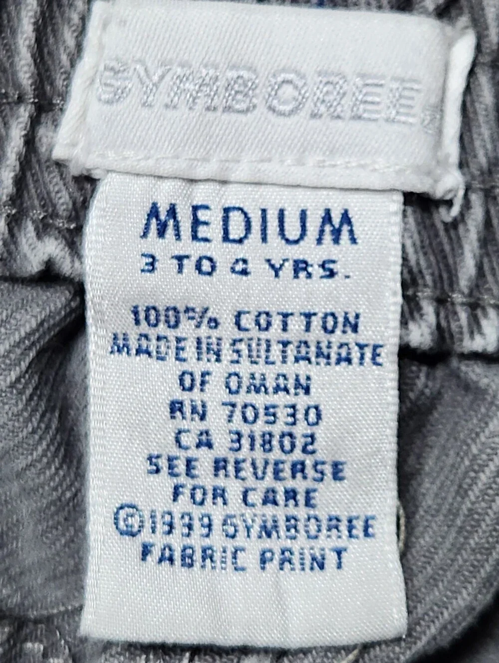VTG 1999 Gymboree Gray Wide Leg Utility Patch Knee Pants 3-4Y Workwear Cotton
